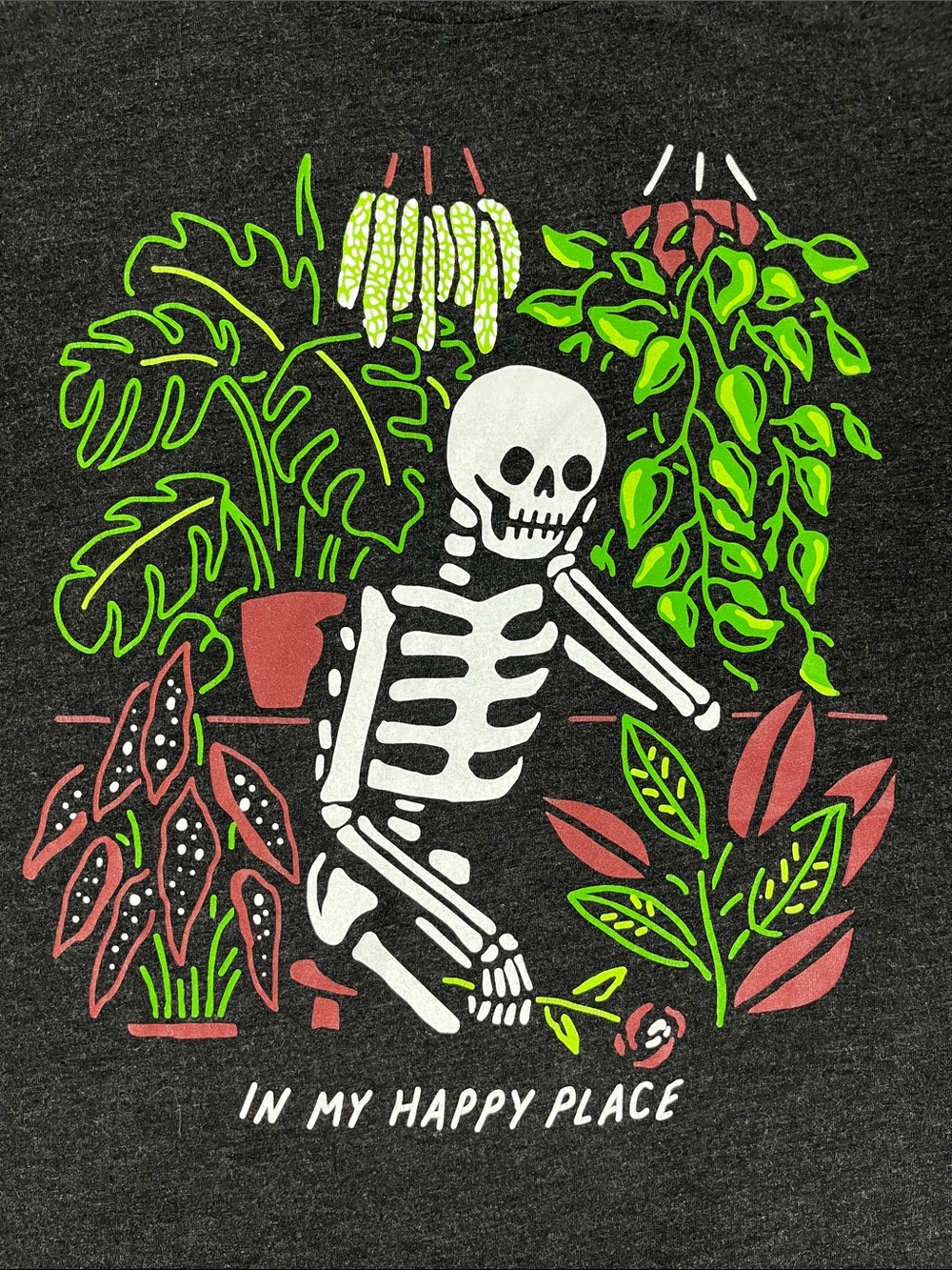Bella Canvas Charcoal Tee with Skeleton and Foliage